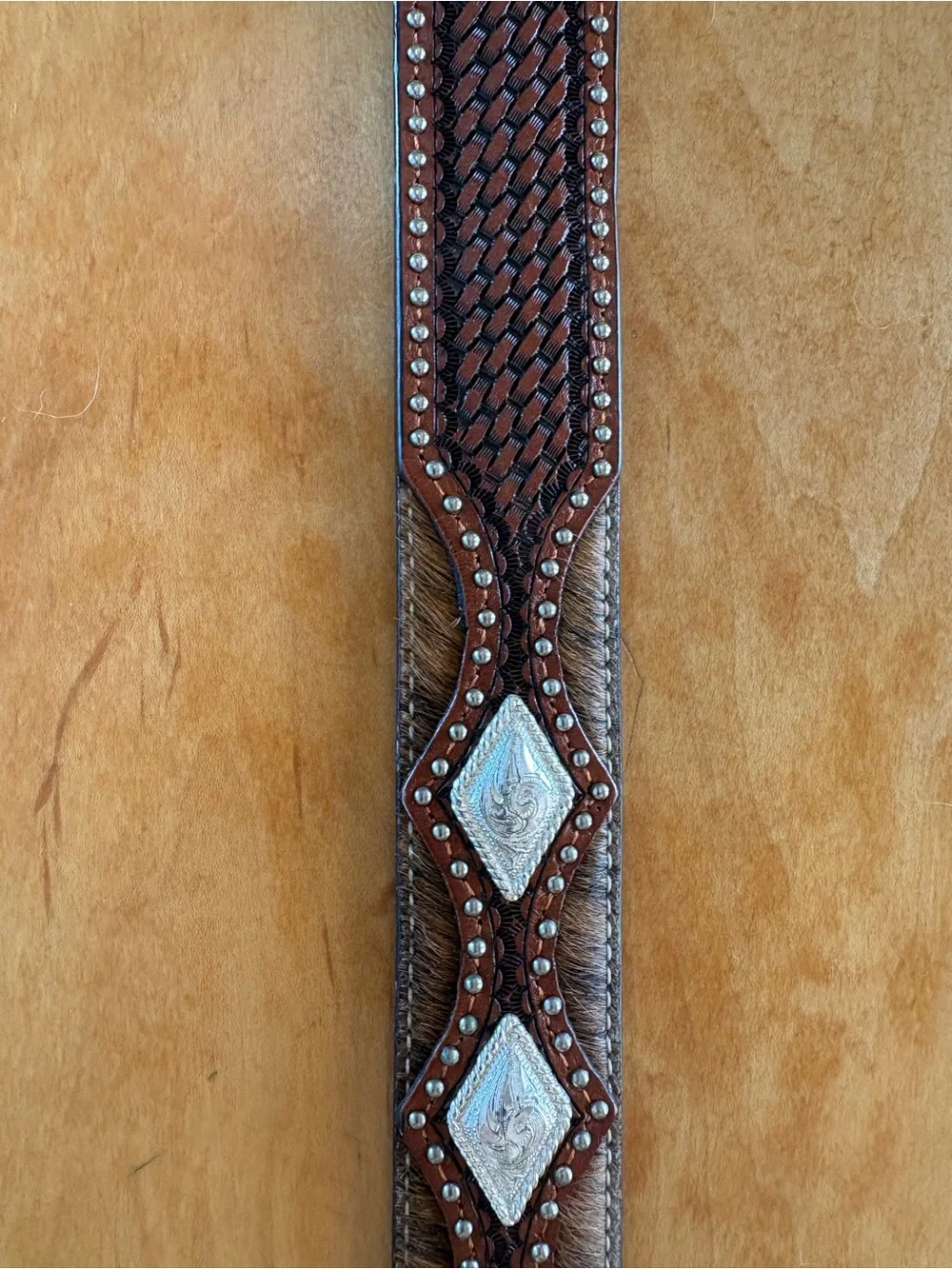 Brown Western Leather Belt with Silver Conchos (NWOT)